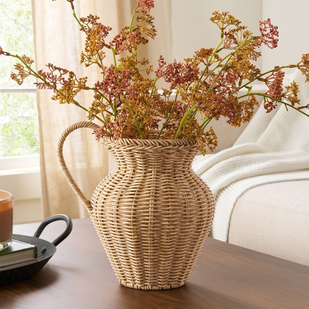 Better‎ Homes & Gardens 9" Faux Wood Rattan Pitcher Vase